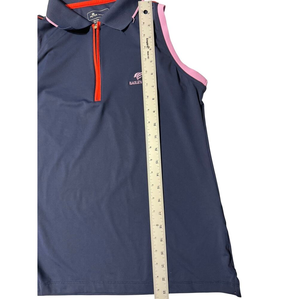 Peter Millar Women’s M Golf Tank Polo Navy Pink Eagles Nest UPF 50+ - Picture 8 of 11